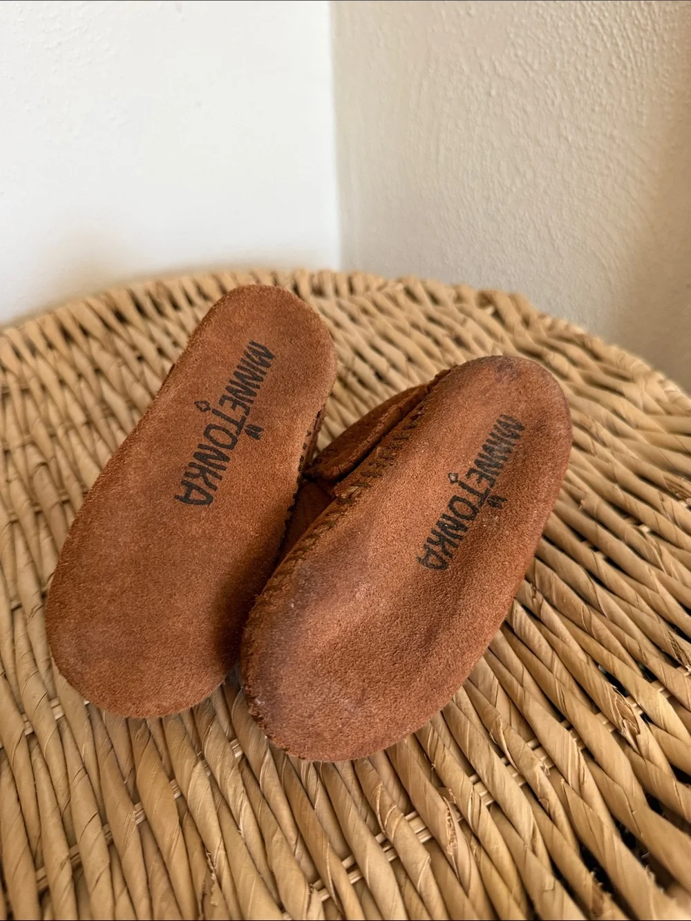 Minnetonka Brown Suede Fringe Moccasin Booties